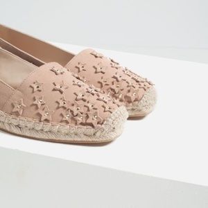 Zara suede pink espadrilles with stars | Size 38